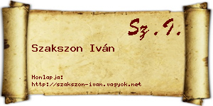 Szakszon Iván névjegykártya